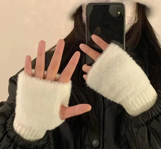 LUSH | Guantes sin dedos de felpa lujosa