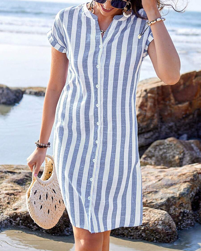 ROXANA | Vestido camisero a rayas