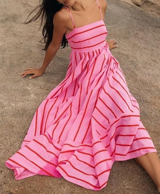 FREYA | Vestido largo con rayas