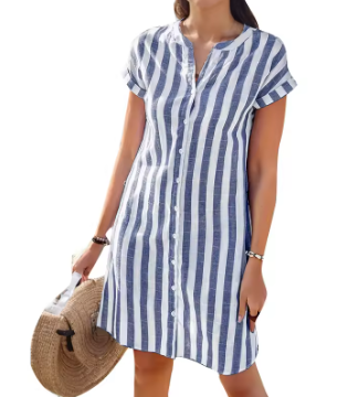 ROXANA | Vestido camisero a rayas