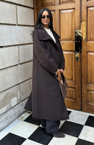 ABRIGO MEZCLA DE LANA CUELLO EMBUDO