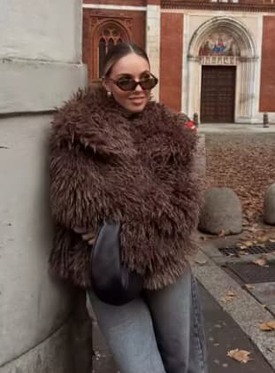 ABRIGO DE PELO RIZADO SINTETICO