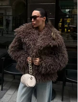 ABRIGO DE PELO RIZADO SINTETICO