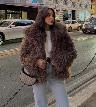 ABRIGO DE PELO RIZADO SINTETICO