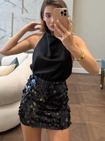 MOONLIGHT | Minifalda lentejuelas cintura alta