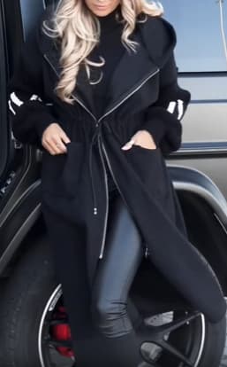 EMPIRE | Abrigo largo punto grueso con capucha