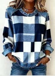 SCOTCH | Sudadera patchwork cuadros cuello redondo