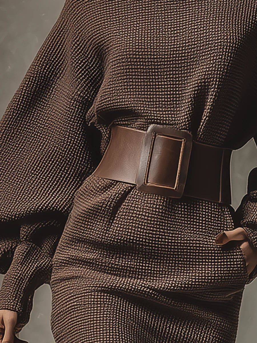 NATALIA | Vestido corto de punto con cinturón ancho