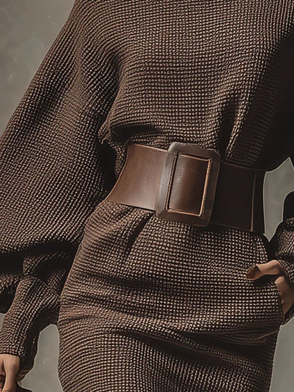 NATALIA | Short knit dress with wide belt