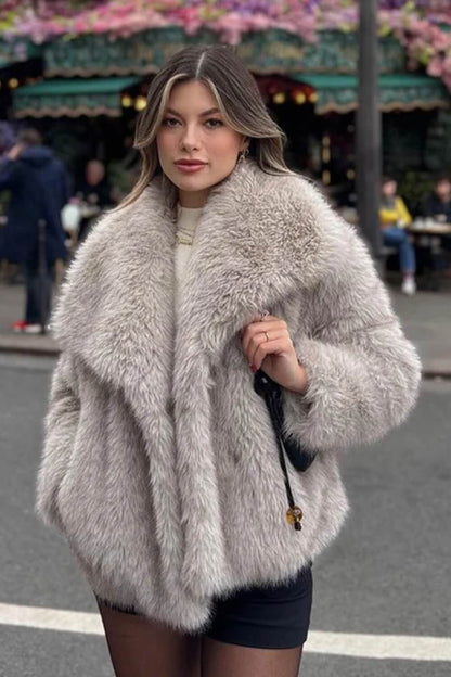 ENIGMA | Faux fur coat with large lapel