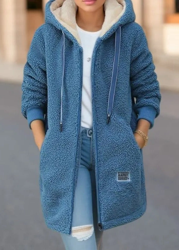 LAILA | Abrigo largo teddy con capucha y forro polar