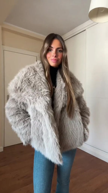 ENIGMA | Faux fur coat with large lapel