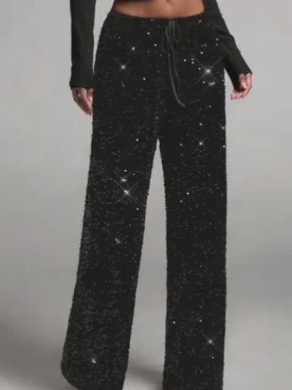 GLITTER | Pantalón palazzo lentejuelas cintura alta