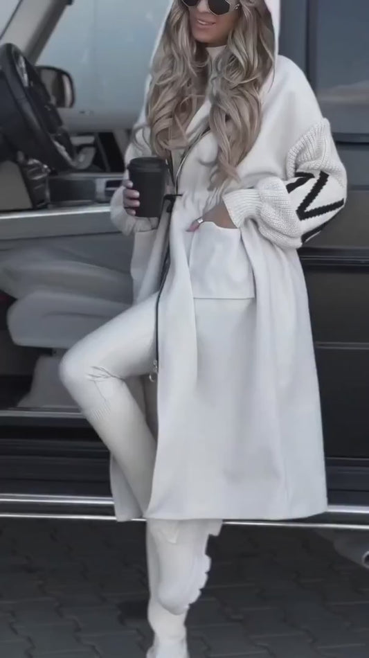 EMPIRE | Abrigo largo punto grueso con capucha